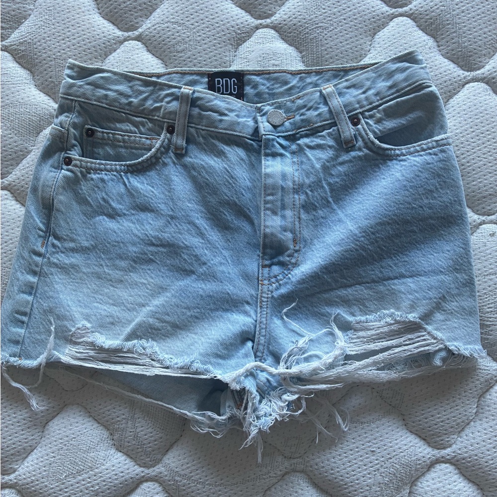 BDG Distressed Light Blue Jean Shorts